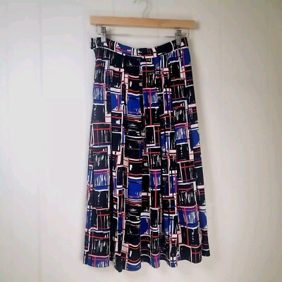 Vintage Pendleton Sophisticates 6 Black Red Abstract Midi Skirt 