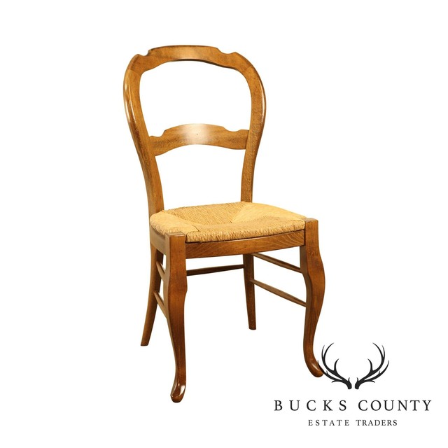 Side Wing Chair French Country Farmhouse Curved Distressed Walnut