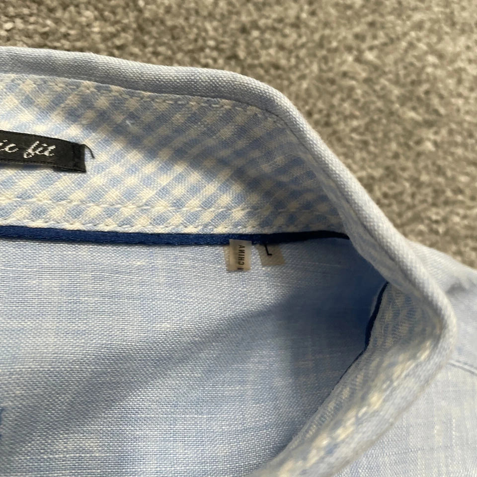 Camisa Bugatchi Hombre Adulto Grande Azul Calce Clásico Informal Manga Larga Para Hombre LEER Foto 3 de 4