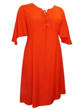 NEW LADIES CHILLI RED SHIFT DRESS SHORT SLEEVED LACE UP EONPLUS SIZE 18/20-30/32