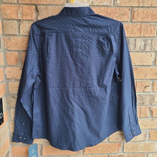 George Men's Long Sleeve Poplin Button-Up Shirt Blue Cove Geo Size L - Picture 4 of 16