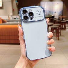 Fr iPhone 16 Pro Max 15 14 13 12 11 Heart Pattern Plating Wave Border Phone Case