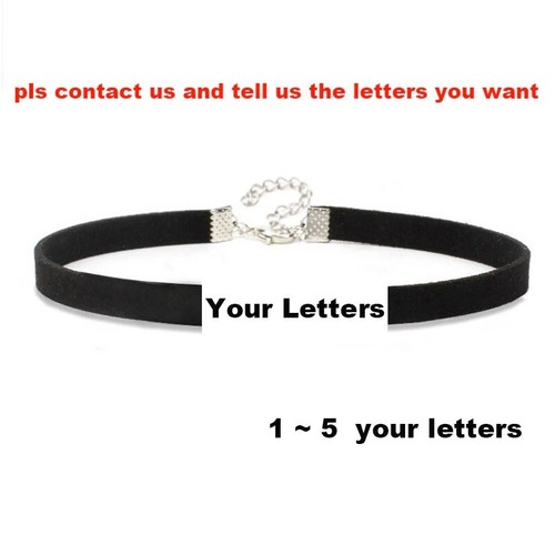 Rhinestone Letter Daddy Necklace Black Soft Leather Choker Sexy Neck Collar - Picture 3 of 49