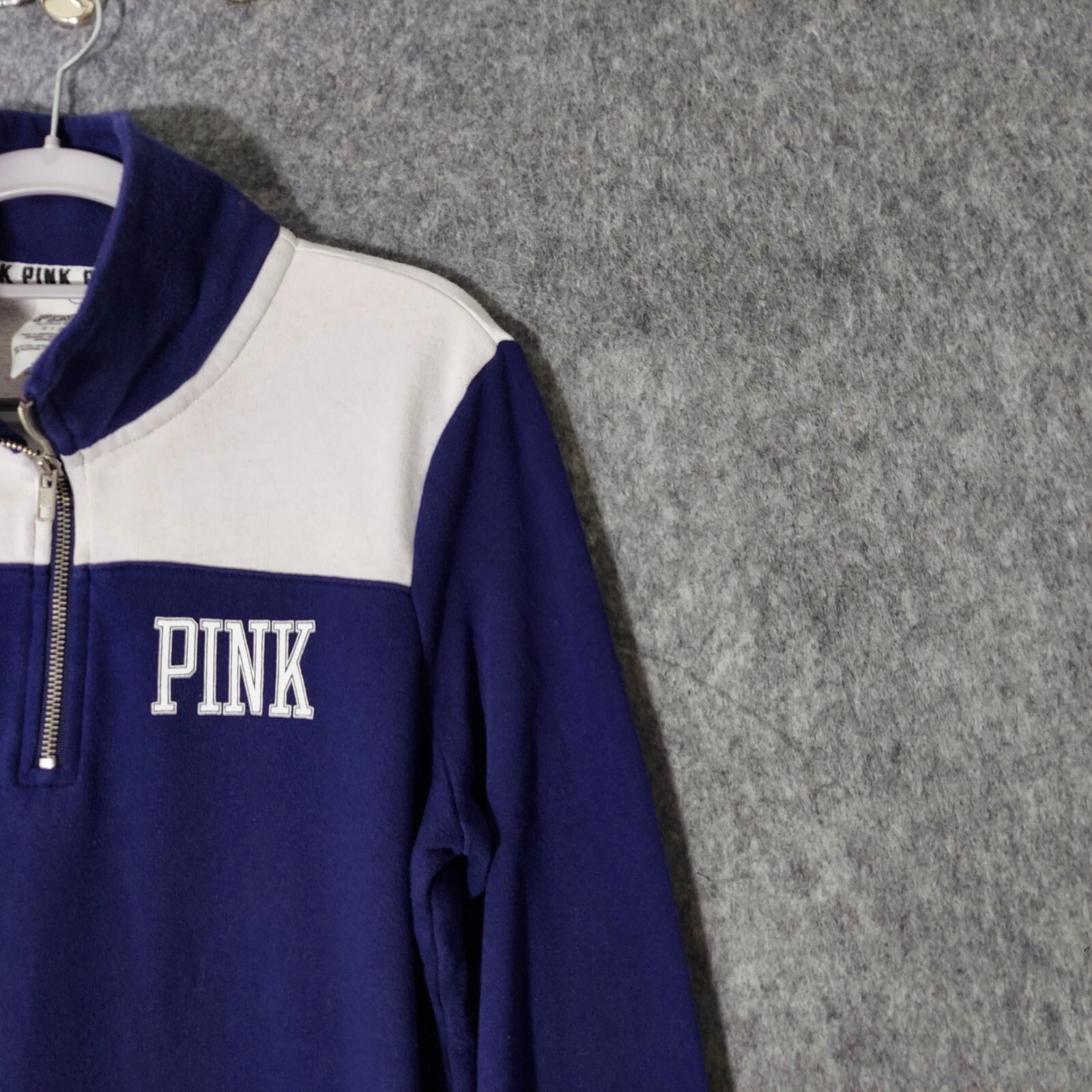victoria-secret-vs pullover half zip long sleeve pockets university sweater