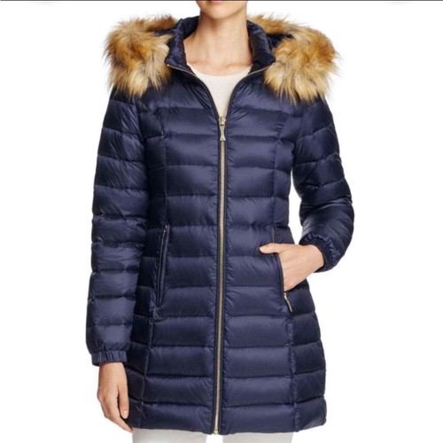 Puffer Coat Hood Faux Fur Trim 