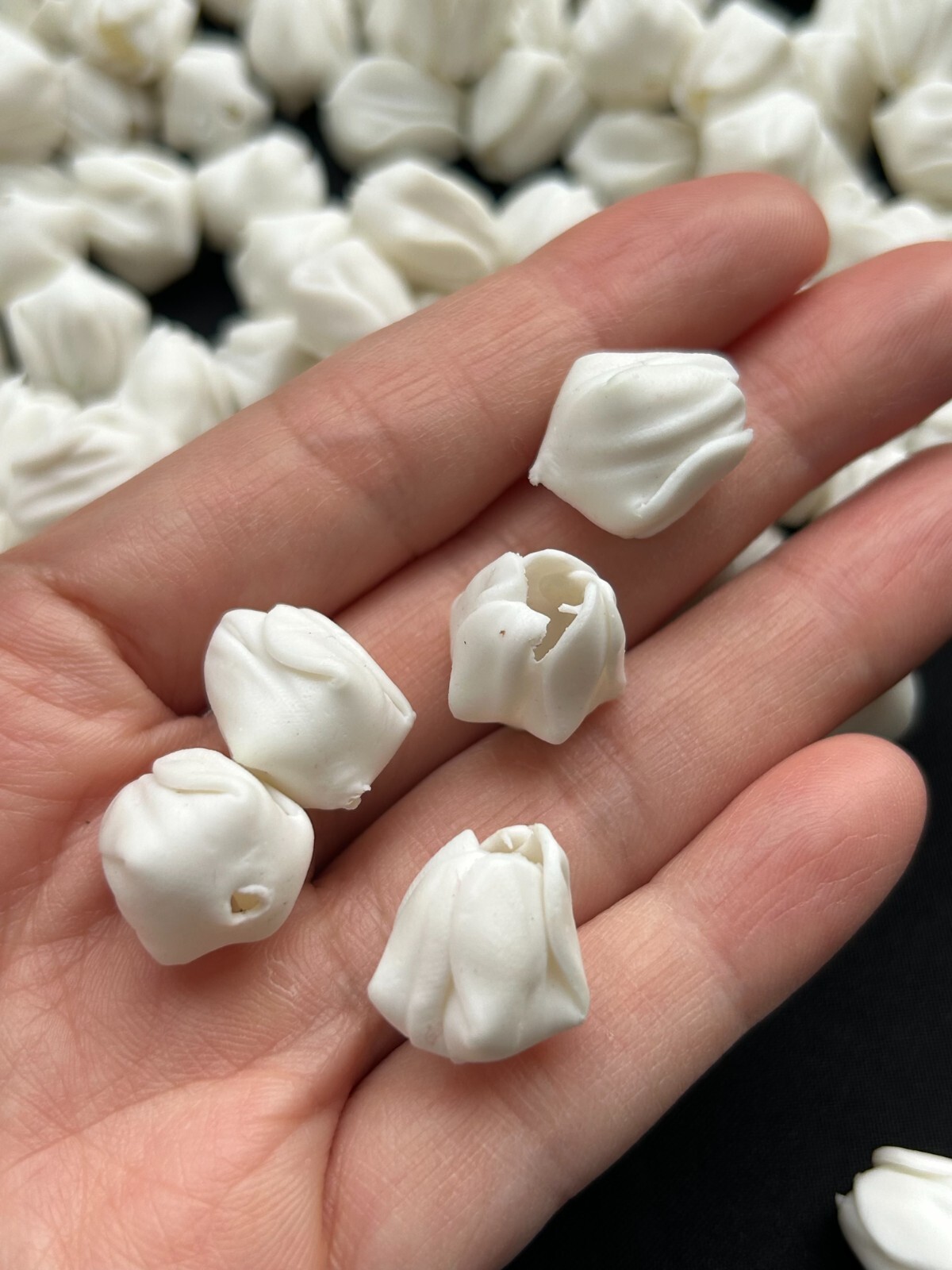 100 PCS White Clay Jasmine Buds Crown Flower for Jewelry Making