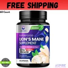 Lions Mane Supplement Capsules 10,000mg, Premium Lions Mane Mushroom for Support