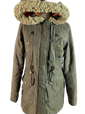 Heritage Parka Jacket Coat Womens 8 Olive Green Thick Midlength Hoodie Windbreak