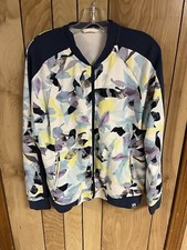 Puma Jacket Women's Sz L Multicolor Graphicl Archive T7 Track Bomber Zip EUC