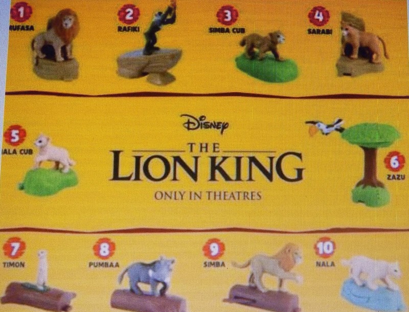 THE LION KING 10 TOY SET FROM MCDONALDS