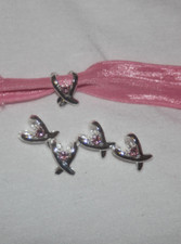 Lot set of 20 silver pink rhinestone Ribbon silver Breast cancer awareness charm