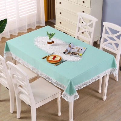 Quadratisch Rechteckig Tischdecke Heim Tischtuch Hohl Aus Blumen Spitzenrand - Bild 1 von 4
