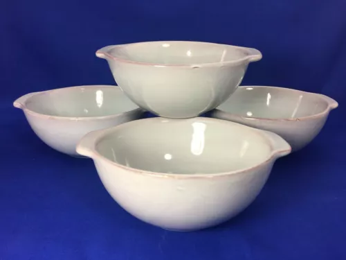 Thomas O'Brien VINTAGE MODERN Gray Green LUGGED SOUP CEREAL BOWLS Set Of 4
