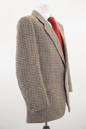 Harris Tweed Jacket Suit 26 Braun Checked Single Breasted 2-Knopf Wool D149 - Picture 4 of 6