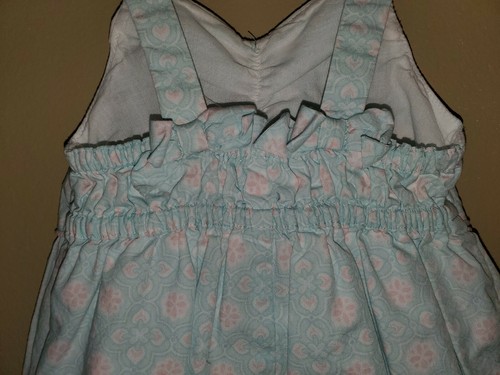 Janie and Jack 6-12 Bubble Romper Halter Top Teal Coral Bow Back - Picture 4 of 9