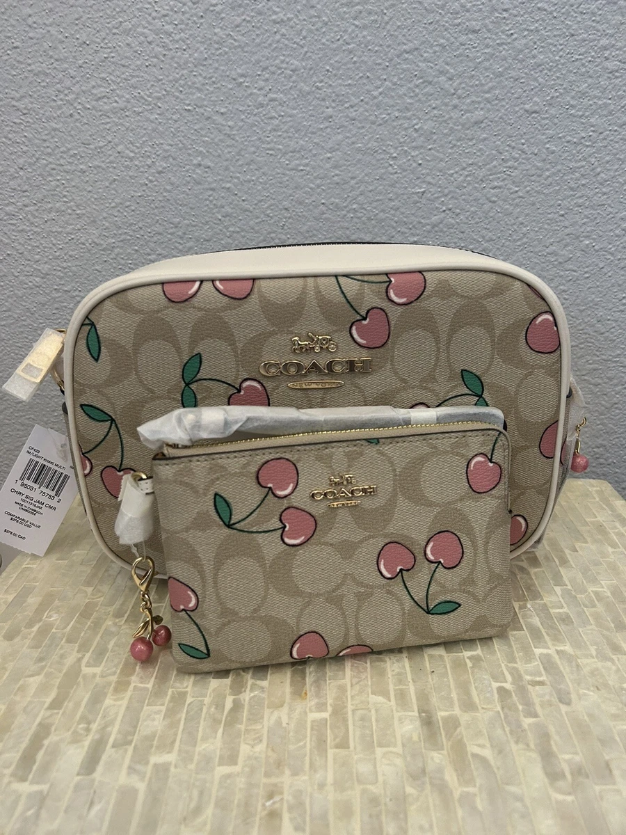 Coach Jamie Camera Bag In Signature Canvas With Heart Cherry Print &  Wristlet