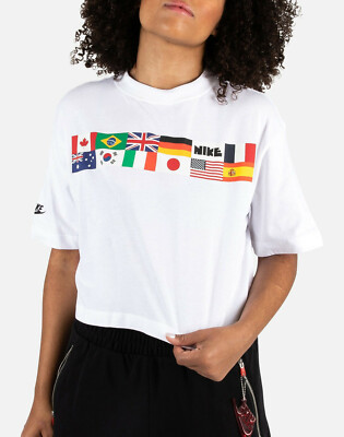 Nike S/S NIKE SPORTSWEAR FLAG CROPPED T-SHIRT WHITE/MULTICOLOR CJ3223-100