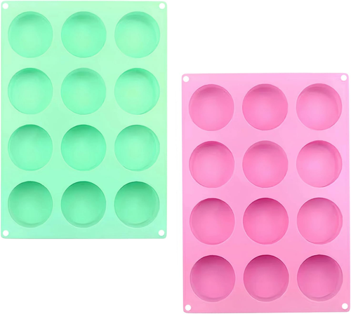 2 Pack round Chocolate Molds, 12-Cavity Silicone Mini Cake Molds, Cookie Molds f