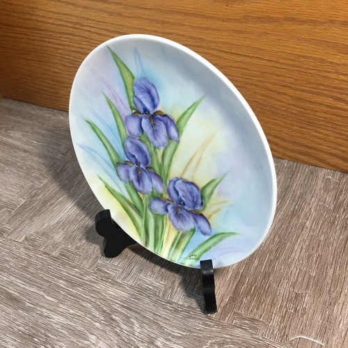 Signed Vintage Bearded Purple Iris Plate 6.25” Decorative - Picture 2 of 11