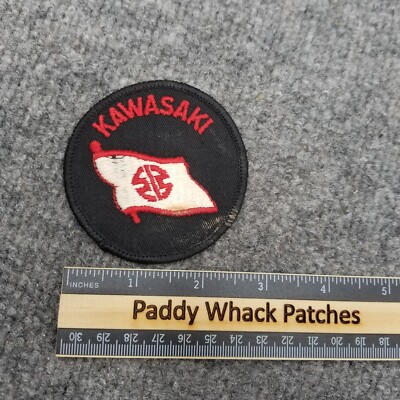 Vintage Kawasaki Patch Flag Motorcycle Biker 70s 80s Stained