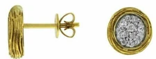 .30CT DIAMOND 14K YELLOW GOLD 3D CLASSIC CLUSTER ROUND HANDCRAFTED STUD EARRINGS