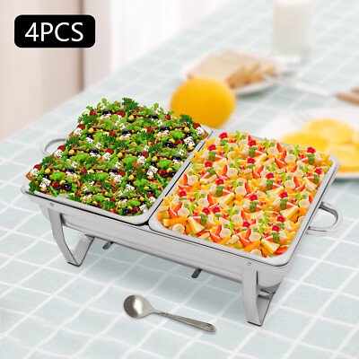 4pcs Edelstahl Chafing Dish Chafing Dish Buffetwärmer Buffet Server und Wärmer