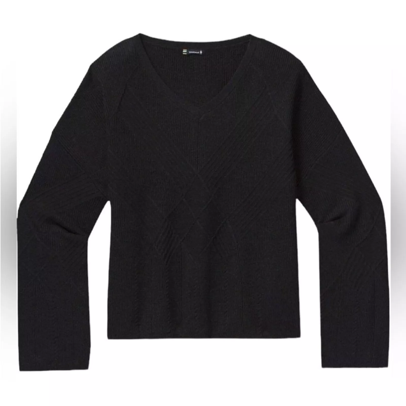 smartwool shadow pine cable v-neck sweater