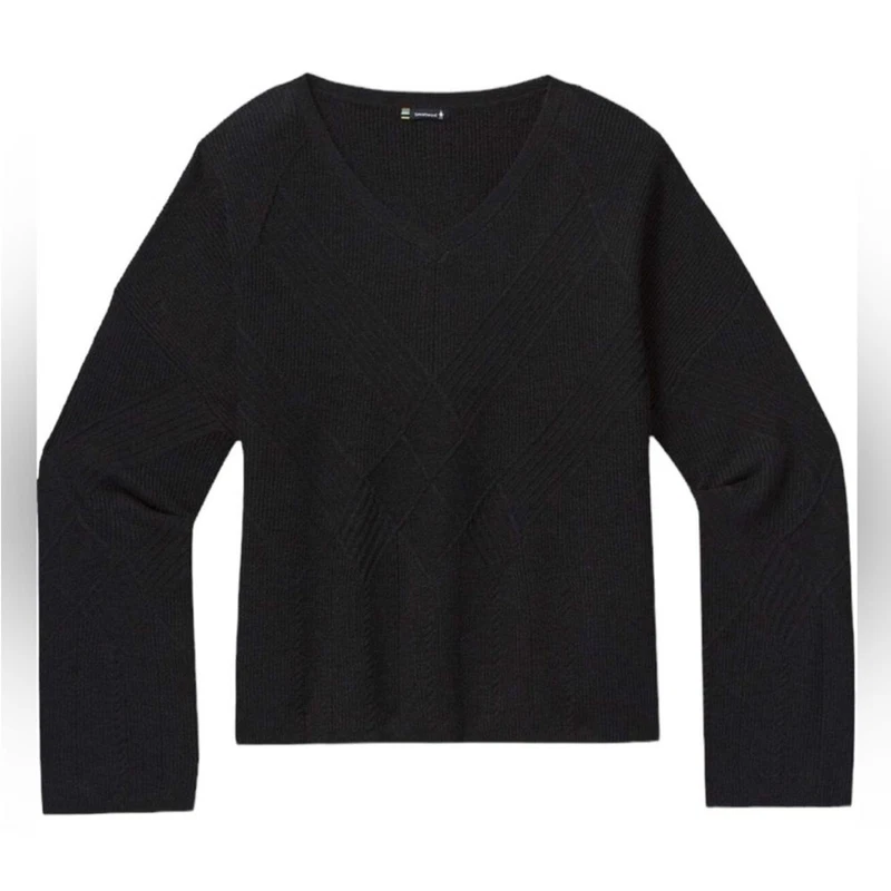 smartwool shadow pine cable v-neck sweater
