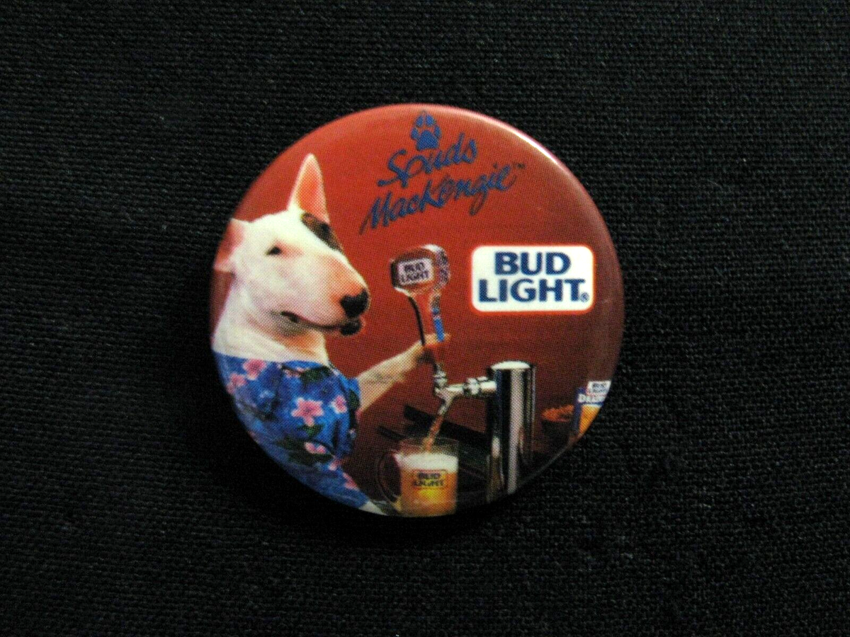 バドワイザー BUD LIGHT Spuds MacKenzie ピンバッジ SPUDS MACKENZIE OFFICIAL 1987 VINTAGE BUTTON PIN BADGE US IMPORT