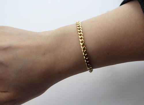 925 ECHT SILBER, Gold plattiert *** Armband Panzerkette vergoldet 5mm 19 / 21 cm - Picture 3 of 6