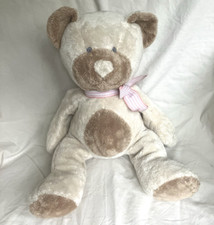 Russ Berrie Taffey Tan Teddy Bear Plush Animal Pink Bow Blue Sewn Eyes Rattles