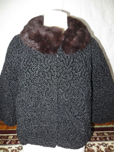 Giacca Cappotto Cappotto Cappotto Cappotto In Pelliccia Di Agnello Nero Persiano Rosso Marrone Grande In Cuita - Foto 1 di 9