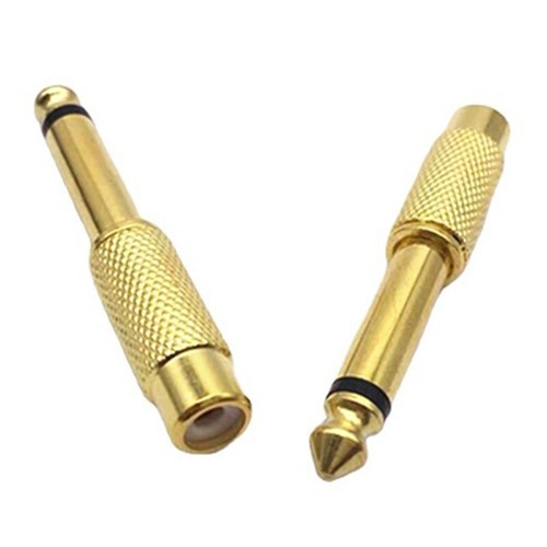 1Pc Gold Plated 6.35mm 1/4" Male Mono Plug to RCA Female Jack Audio Adap*co