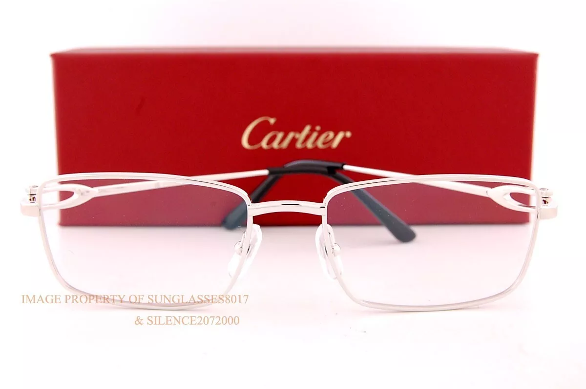Brand New Cartier Eyeglass Frames CT 0369 O 001 Silver For Men