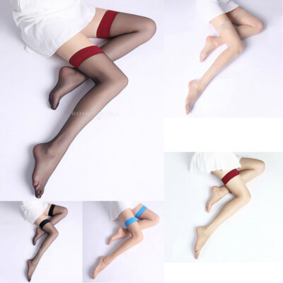 Retro Sexy Sheer Stay Up Stockings 1 Denier Silicone Non-slip Thigh Highs