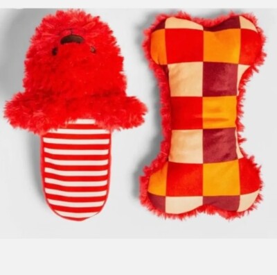 2-Pack Boots & Barkley 9'' Bone & Bedroom Slipper Dog Squeaky Toys, Sale