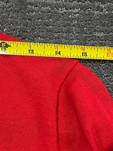 LACOSTE RED COTTON KNIT Cardigan Sweater Size 36/ SMALL VIEW PICS - Picture 11 of 13