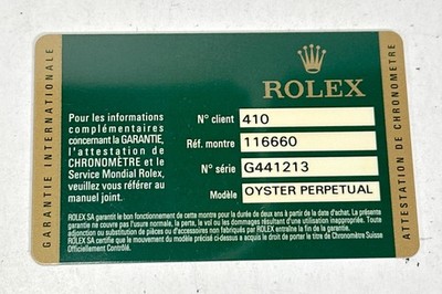 GENUINE ROLEX 116660 SEA-DWELLER Deepsea watch card 410 G 2012 260201008dA