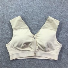 Tommie Copper Sports Bra Womens XL Beige Zip Front Shoulder Support Activewear