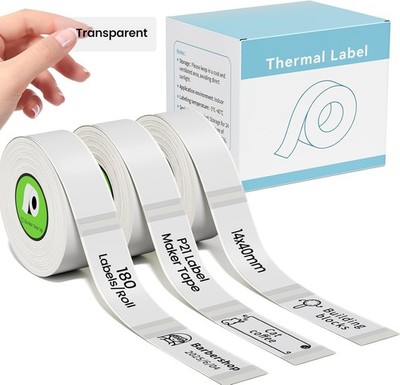 3-Roll Label Tape for Nelko P21, ORGBRO X1,ORGSTA S001,14x40mm (0.55''x1.57'')