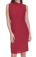 Halston Womens Glittered Sheath Dress Red Size 10 $139