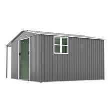 10x12FT Outdoor Storage Shed Extra Large Waterproof Lockable Doors Windows Gray