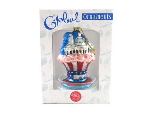 Global Washington DC Ornament Mercury Blown Glass Christmas Capital Patriotic US