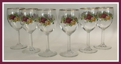 Royal Albert Old Country Roses - SET OF 6 - 7¼  Wine/Water Glasses/Goblets