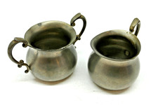 Empire Pewter Jugs Creamer And Sugar Bowl Pair Art Nouveau Style USA Made