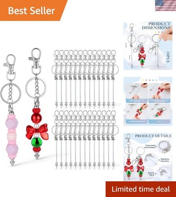 DIY Beadable Keychain Bars in Bright Silver   24 Pcs for Personalized Creations
