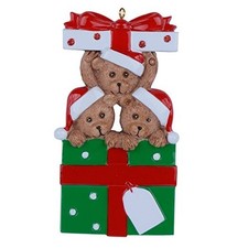 Personalized Bear Family Christmas Ornament 2025 - With Gift Box for 3 Bears