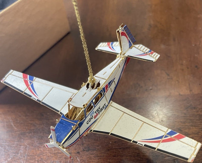 Airplane country First Metal Hanging Ornament Red White Blue Gold collectors