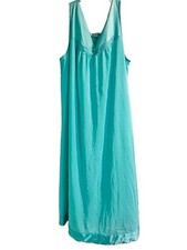 Vanity Fair Vintage Nightgown Size M Teal Light Sleeveless Summer Short/Mid