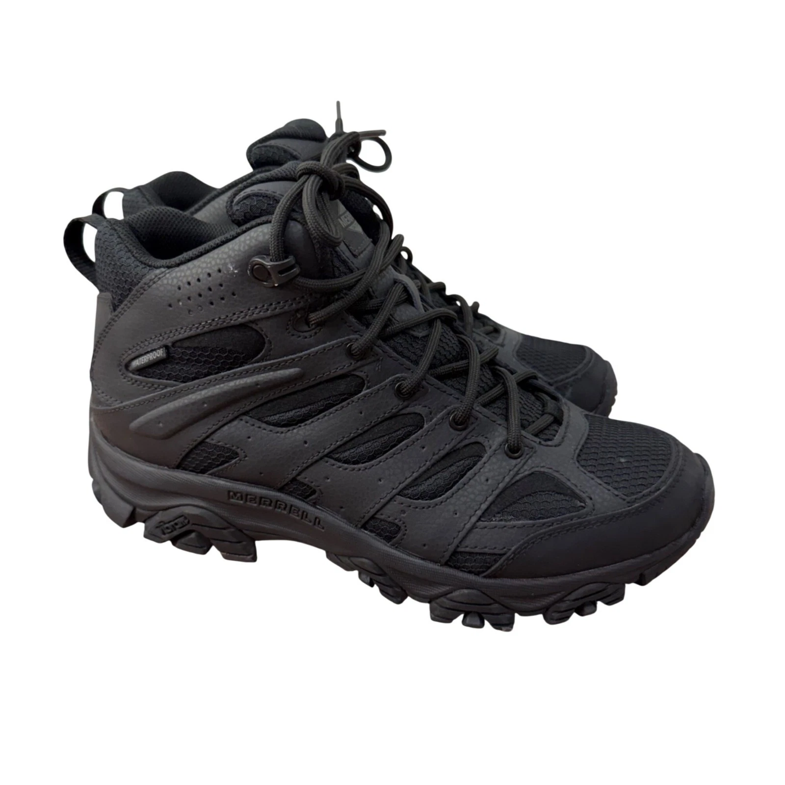 Merrell Mens Black Tactical Hiking Boots Size 9 Medium Leather & Mesh Upper